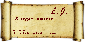 Lőwinger Jusztin névjegykártya